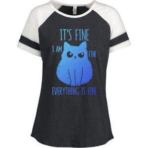 ItS Fine IM Fine Everything Is Fine Stressedout Black Cat Cool Gift Enza Ladies Jersey Colorblock Tee