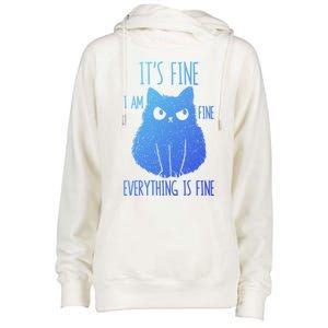 ItS Fine IM Fine Everything Is Fine Stressedout Black Cat Cool Gift Womens Funnel Neck Pullover Hood