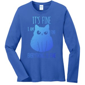 ItS Fine IM Fine Everything Is Fine Stressedout Black Cat Cool Gift Ladies Long Sleeve Shirt