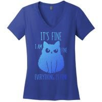 ItS Fine IM Fine Everything Is Fine Stressedout Black Cat Cool Gift Women's V-Neck T-Shirt