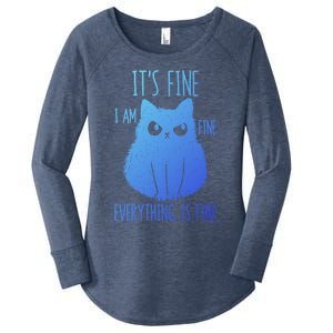 ItS Fine IM Fine Everything Is Fine Stressedout Black Cat Cool Gift Women's Perfect Tri Tunic Long Sleeve Shirt