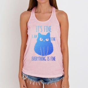 ItS Fine IM Fine Everything Is Fine Stressedout Black Cat Cool Gift Women's Knotted Racerback Tank