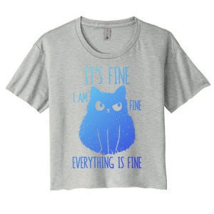 ItS Fine IM Fine Everything Is Fine Stressedout Black Cat Cool Gift Women's Crop Top Tee