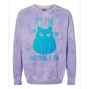 ItS Fine IM Fine Everything Is Fine Stressedout Black Cat Cool Gift Colorblast Crewneck Sweatshirt