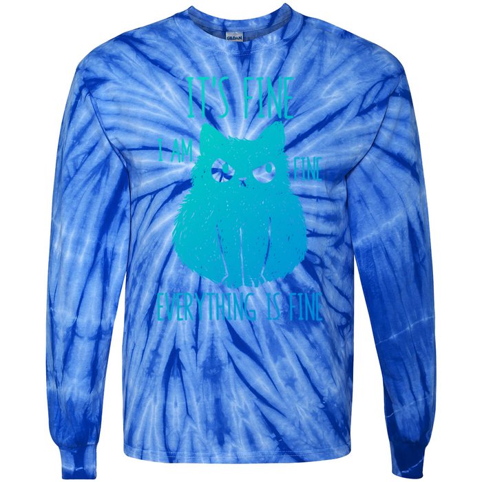 ItS Fine IM Fine Everything Is Fine Stressedout Black Cat Cool Gift Tie-Dye Long Sleeve Shirt