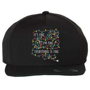 It's Fine I'm Fine Everything Is Fine Christmas Xmas Lights Wool Snapback Cap