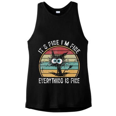 Its Fine Im Fine Everything Is Fine Funny Cat Ladies PosiCharge Tri-Blend Wicking Tank