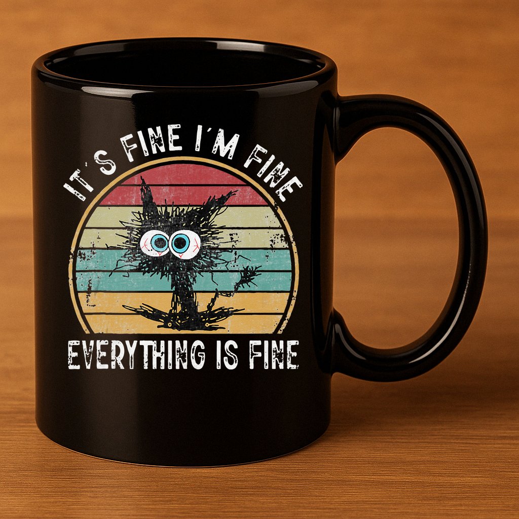 Its Fine Im Fine Everything Is Fine Funny Cat 11oz C Handle Ceramic Mug