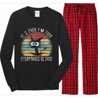 Its Fine Im Fine Everything Is Fine Funny Cat Long Sleeve Pajama Set