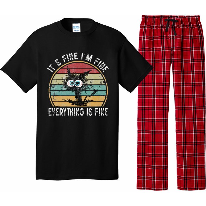 Its Fine Im Fine Everything Is Fine Funny Cat Pajama Set