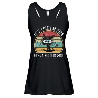 Its Fine Im Fine Everything Is Fine Funny Cat Ladies Essential Flowy Tank