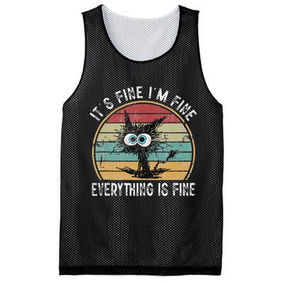 Its Fine Im Fine Everything Is Fine Funny Cat Mesh Reversible Basketball Jersey Tank