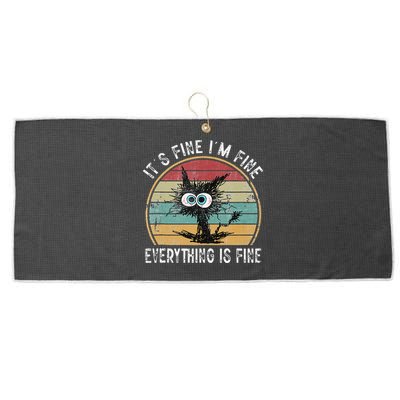 Its Fine Im Fine Everything Is Fine Funny Cat Large Microfiber Waffle Golf Towel