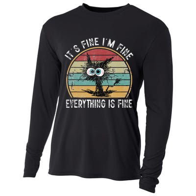 Its Fine Im Fine Everything Is Fine Funny Cat Cooling Performance Long Sleeve Crew
