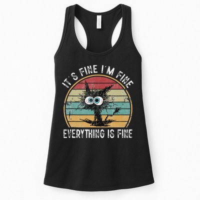 Its Fine Im Fine Everything Is Fine Funny Cat Womens Tank Top