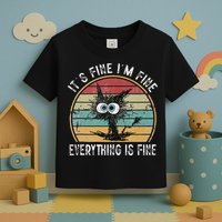 Its Fine Im Fine Everything Is Fine Funny Cat Toddler T-Shirt