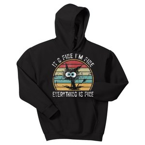 Its Fine Im Fine Everything Is Fine Funny Cat Kids Hoodie