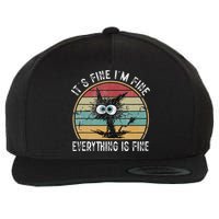 Its Fine Im Fine Everything Is Fine Funny Cat Wool Snapback Cap