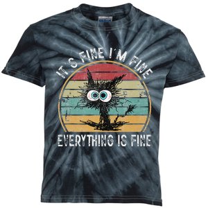 Its Fine Im Fine Everything Is Fine Funny Cat Kids Tie-Dye T-Shirt