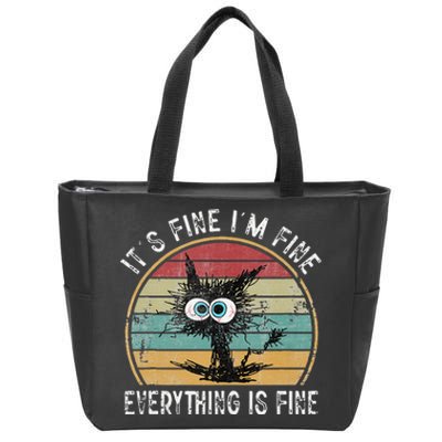 Its Fine Im Fine Everything Is Fine Funny Cat Zip Tote Bag