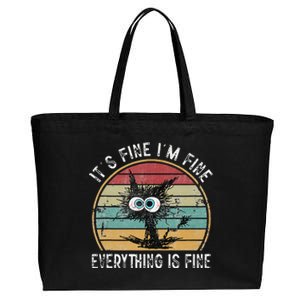 Its Fine Im Fine Everything Is Fine Funny Cat Cotton Canvas Jumbo Tote