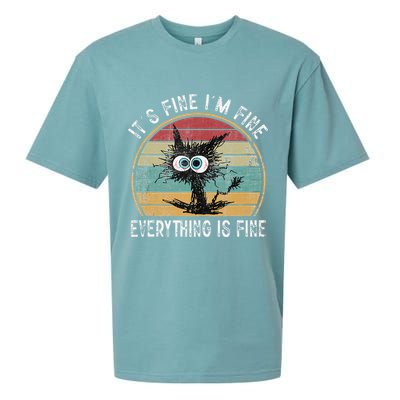 Its Fine Im Fine Everything Is Fine Funny Cat Sueded Cloud Jersey T-Shirt