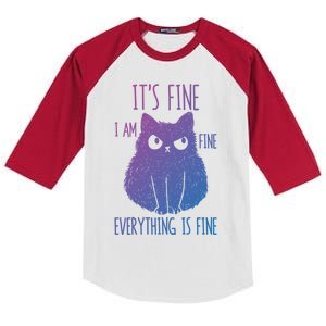 ItS Fine IM Fine Everything Is Fine Stressedout Black Cat Cool Gift Kids Colorblock Raglan Jersey