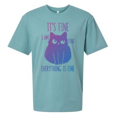 ItS Fine IM Fine Everything Is Fine Stressedout Black Cat Cool Gift Sueded Cloud Jersey T-Shirt