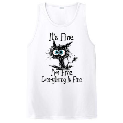 Its Fine Im Fine Everything Is Fine Funny Cat PosiCharge Competitor Tank