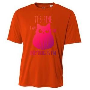 ItS Fine IM Fine Everything Is Fine Stressedout Black Cat Cool Gift Cooling Performance Crew T-Shirt