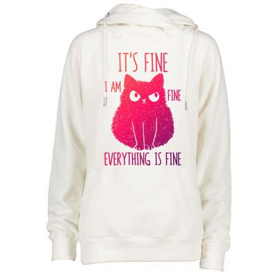 ItS Fine IM Fine Everything Is Fine Stressedout Black Cat Cool Gift Womens Funnel Neck Pullover Hood