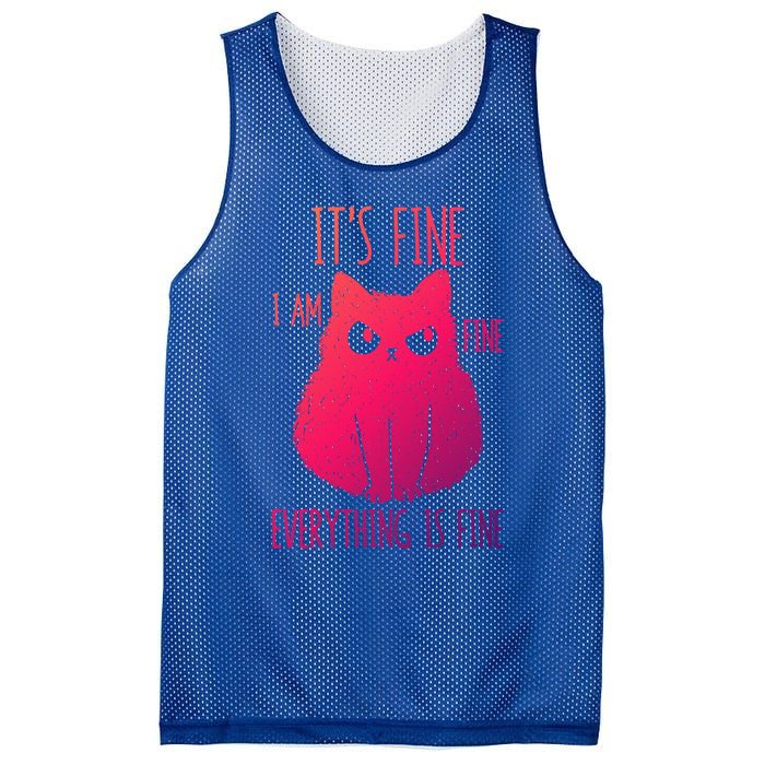 ItS Fine IM Fine Everything Is Fine Stressedout Black Cat Cool Gift Mesh Reversible Basketball Jersey Tank