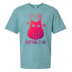 ItS Fine IM Fine Everything Is Fine Stressedout Black Cat Cool Gift Sueded Cloud Jersey T-Shirt