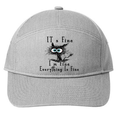 It's Fine I'm Fine Everything Is Fine Funny cat 7-Panel Snapback Hat