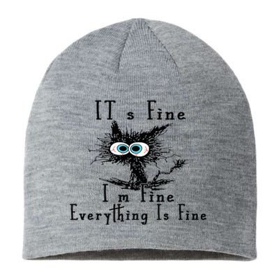 It's Fine I'm Fine Everything Is Fine Funny cat Sustainable Beanie