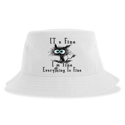 It's Fine I'm Fine Everything Is Fine Funny cat Sustainable Bucket Hat