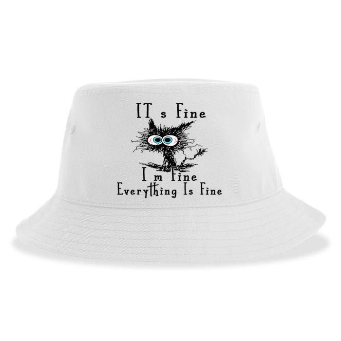 It's Fine I'm Fine Everything Is Fine Funny cat Sustainable Bucket Hat