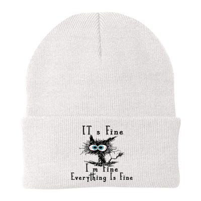 It's Fine I'm Fine Everything Is Fine Funny cat Knit Cap Winter Beanie