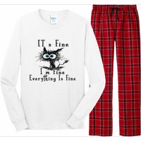 It's Fine I'm Fine Everything Is Fine Funny cat Long Sleeve Pajama Set