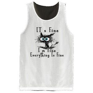 It's Fine I'm Fine Everything Is Fine Funny cat Mesh Reversible Basketball Jersey Tank