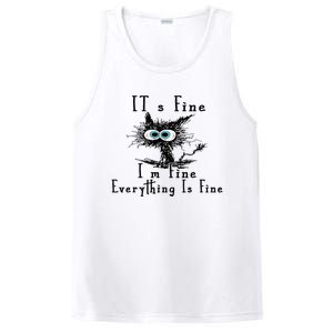 It's Fine I'm Fine Everything Is Fine Funny cat PosiCharge Competitor Tank