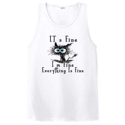 It's Fine I'm Fine Everything Is Fine Funny cat PosiCharge Competitor Tank