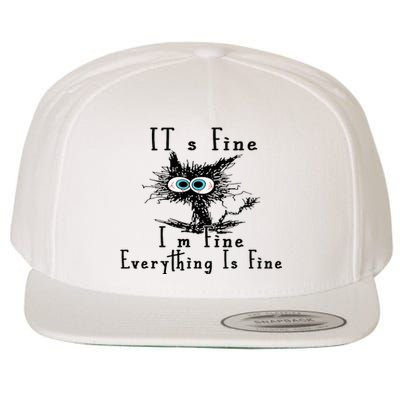 It's Fine I'm Fine Everything Is Fine Funny cat Wool Snapback Cap