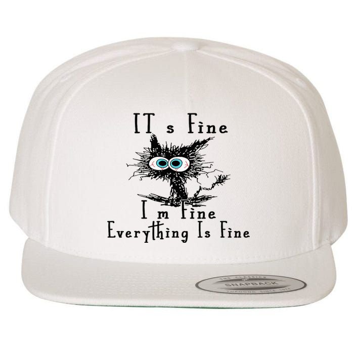 It's Fine I'm Fine Everything Is Fine Funny cat Wool Snapback Cap