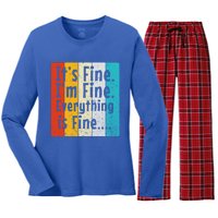 ItS Fine IM Fine Everything Is Fine Vintage Retro Style Meaningful Gift Women's Long Sleeve Flannel Pajama Set 