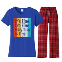 ItS Fine IM Fine Everything Is Fine Vintage Retro Style Meaningful Gift Women's Flannel Pajama Set