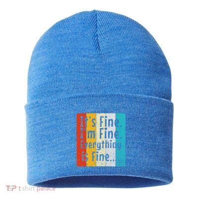 ItS Fine IM Fine Everything Is Fine Vintage Retro Style Meaningful Gift Sustainable Knit Beanie