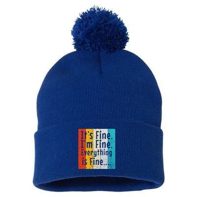 ItS Fine IM Fine Everything Is Fine Vintage Retro Style Meaningful Gift Pom Pom 12in Knit Beanie