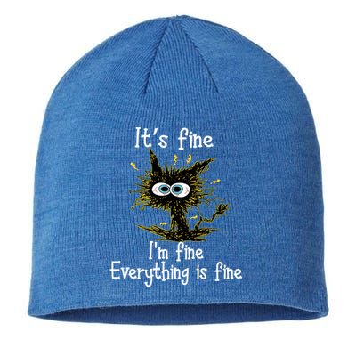 It's Fine I'm Fine Everything Is Fine Black Cat Bored Gift Sustainable Beanie