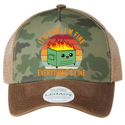 Its Fine Im Fine Everythings Fine Dumpster Fire Legacy Tie Dye Trucker Hat
